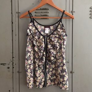 Ruffle Zip-Up Floral Tank